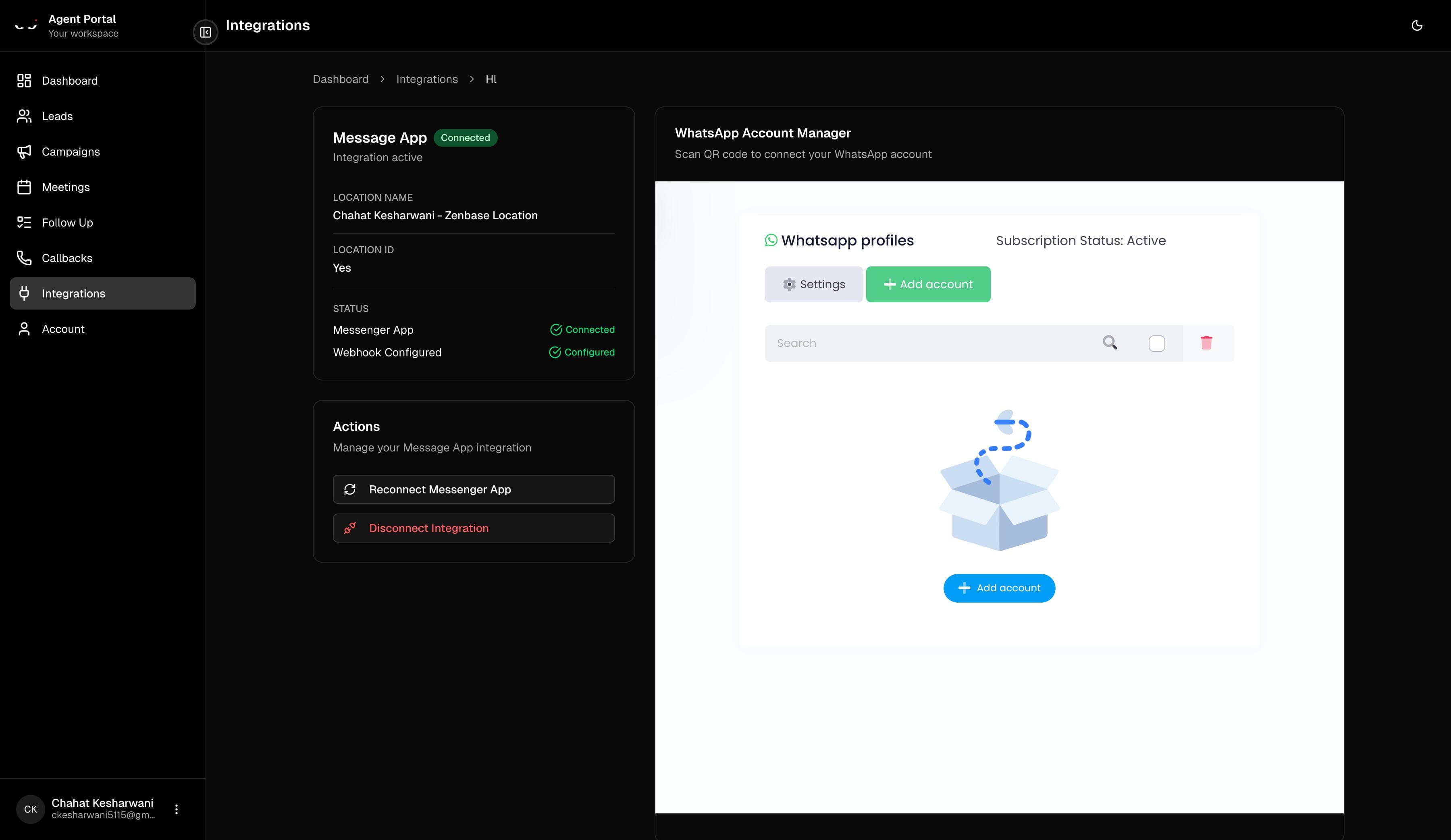 GHL integration connected successfully