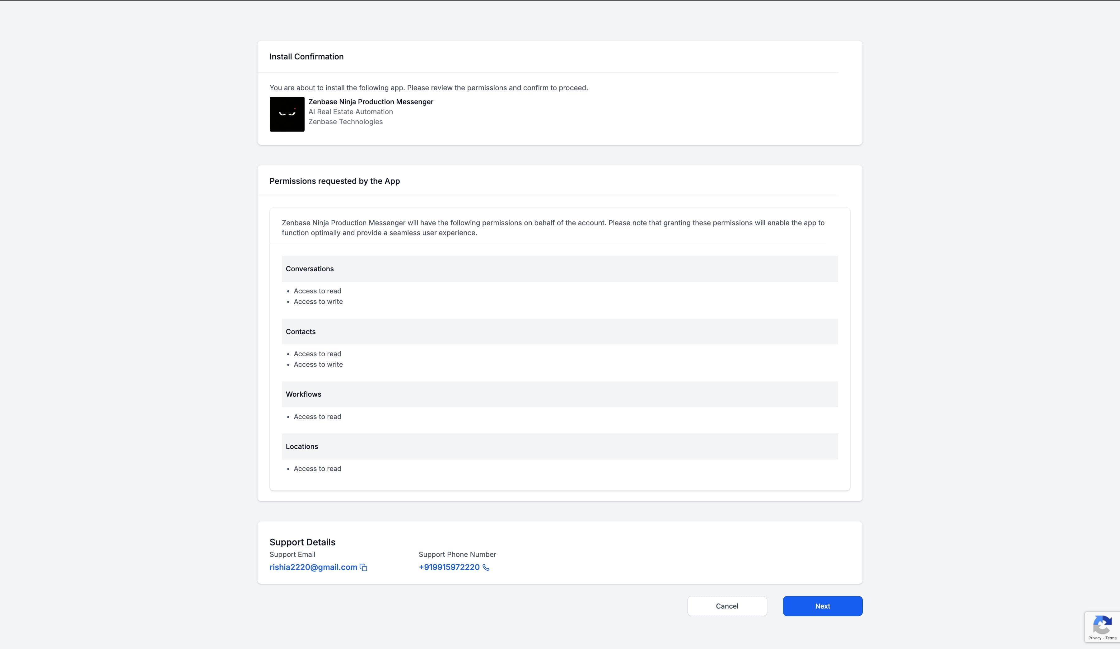 Install messenger app button